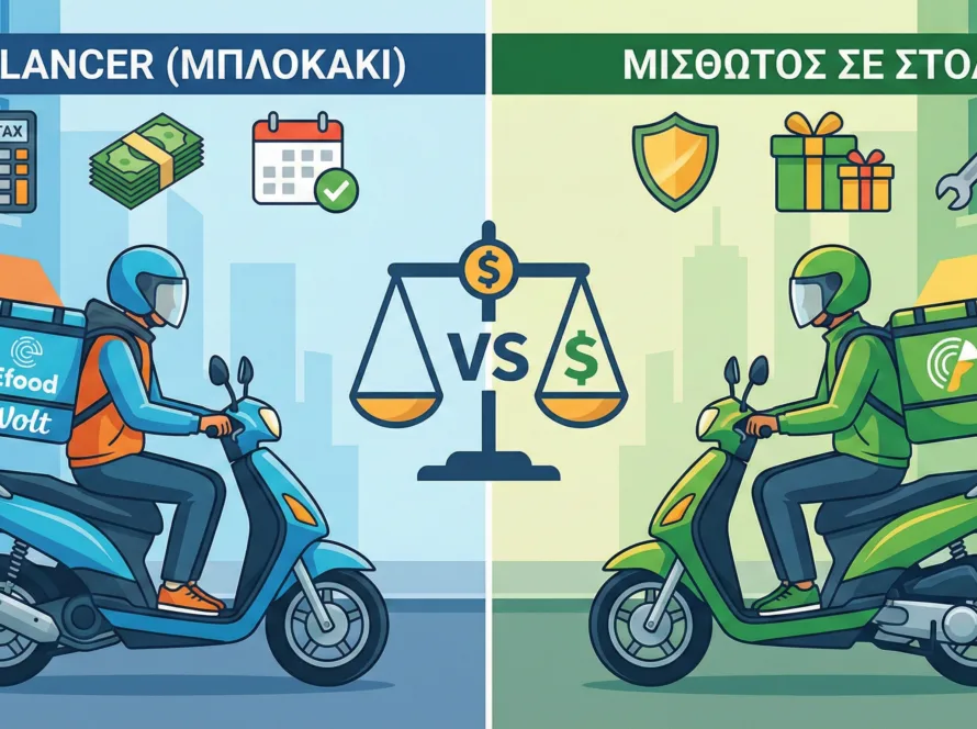 Διανομέας efood wolt υπολογισμός κέρδους Σύγκριση μισθωτός freelancer - φορολογία ακινήτων Άγιος Δημήτριος